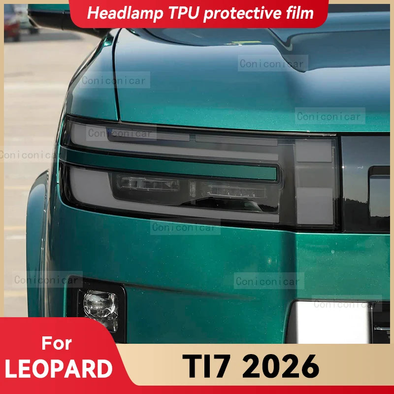 Film de protection en TPU noir fumé pour phares de voiture LEOPARD TI7 2026, film teinté pour phares avant, changement de couleur, autocollant de protection