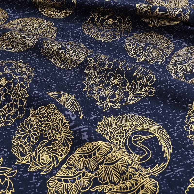 Tissu bronzé Kimono japonais 50x145cm, tissu en coton imprimé fleurs de cerisier Sushi, matériaux de bricolage, accessoires de Patchwork pour la couture