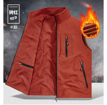 Gilet d'extérieur pour hommes, nouvel article d'automne et d'hiver avec plusieurs poches, vêtements Double face et gilet en velours, gilet ample surdimensionné