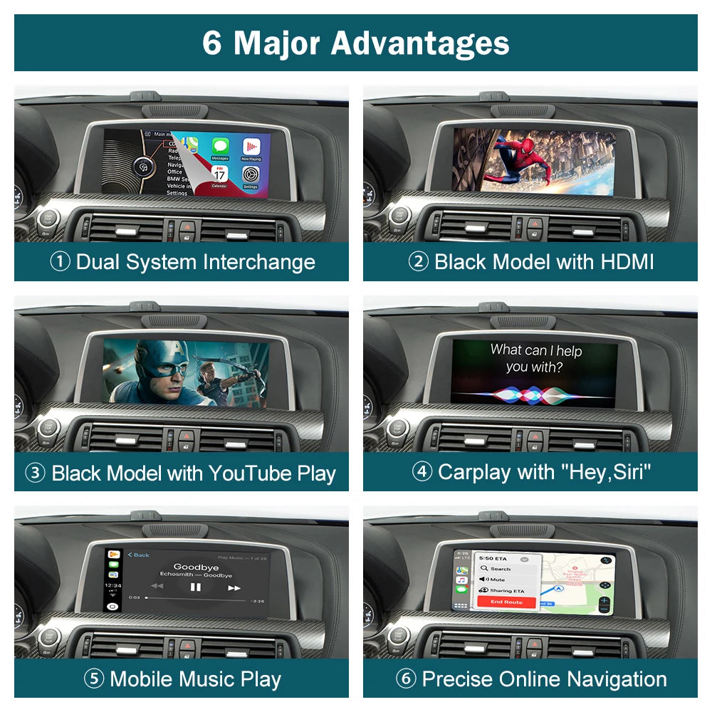 CarPlay sans fil pour BMW série 6, F06, F12, F13, G32, 2010-2020, CIC,NBT,EVO, Android Auto Mirror Link, fonction AirPlay