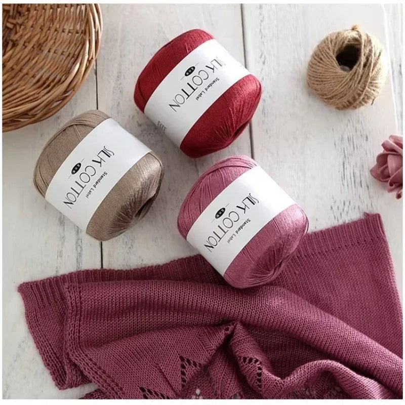Nouveau 2 pièces noël soie dentelle coton lait Crochet fil bébé tricoté à la main chaud doux fil à tricoter pour le tricot à la main