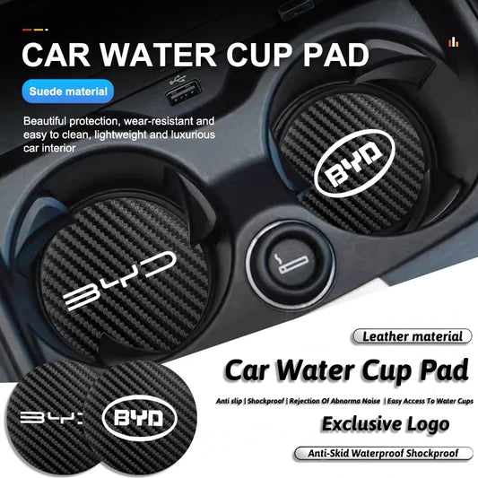 Dessous de verre étanche pour voiture, 2 pièces, tapis de tasse d'eau antidérapant pour BYD Atto 3 Yuan Plus Han Tang EV F3 E6 Dmi Song F0 Qin Pro G3 I3
