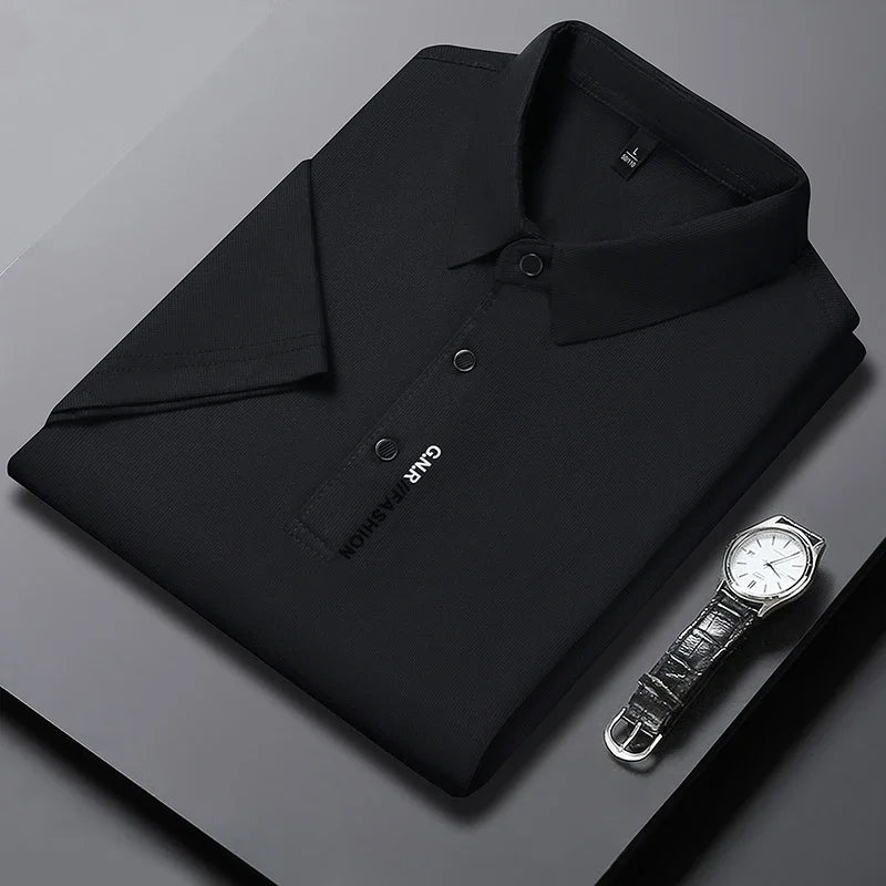 Polo à manches courtes pour hommes, couleur unie, respirant, confortable, élastique, nouvel arrivage, Style Business décontracté