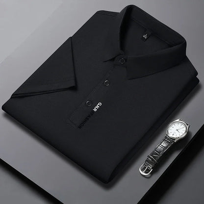 Polo à manches courtes pour hommes, couleur unie, respirant, confortable, élastique, nouvel arrivage, Style Business décontracté