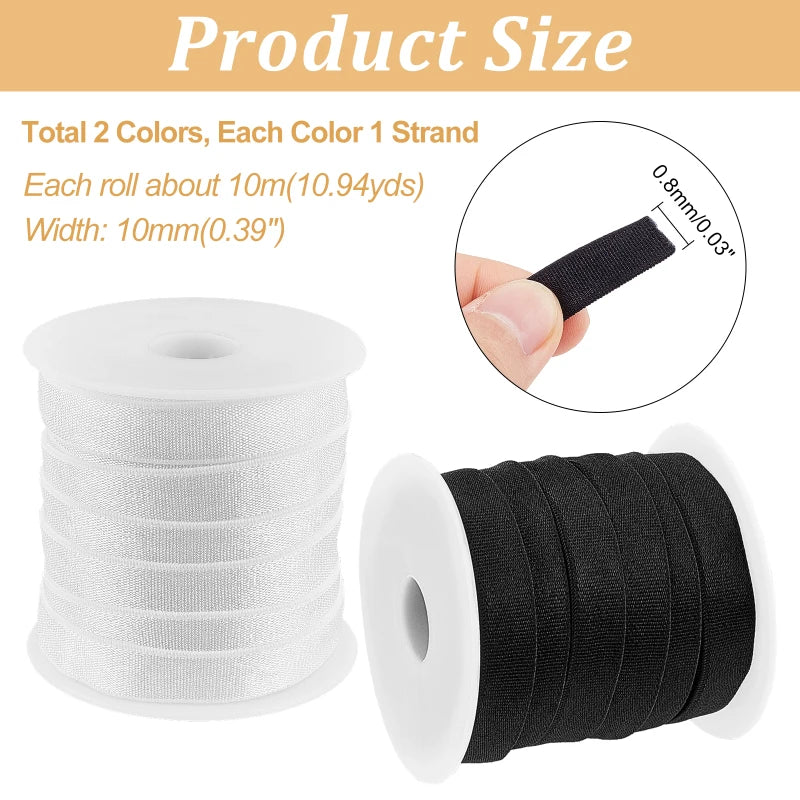 1 Rouleau de 2.5mm de fil élastique noir de 38 yards pour la fabrication de bracelets artisanaux, ULen tissu pour perles
