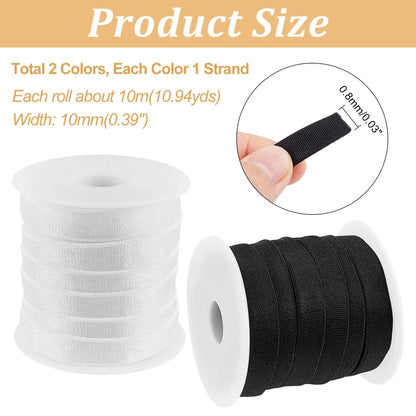 1 Rouleau de 2.5mm de fil élastique noir de 38 yards pour la fabrication de bracelets artisanaux, ULen tissu pour perles