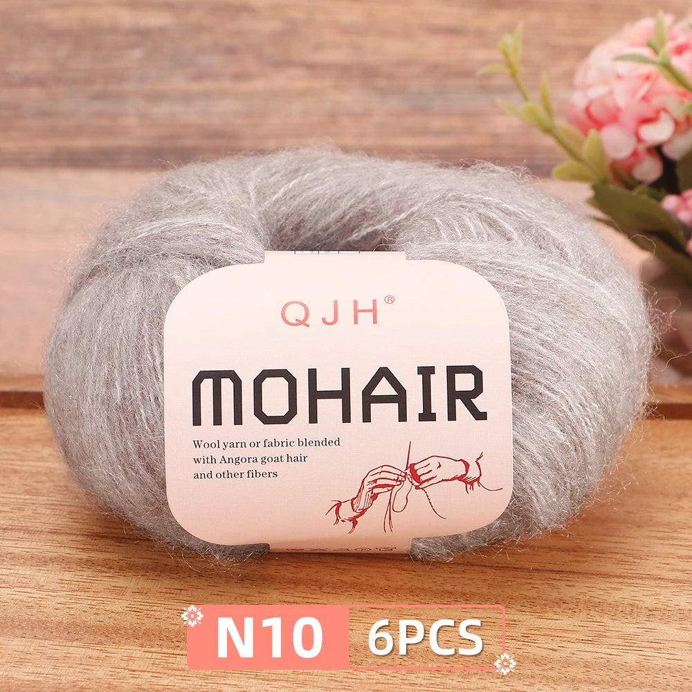 Fil Mohair doux et chaud, 6 paquets/150g, chaussettes de pull en tricot faites à la main, fil d'écharpe châle au Crochet, 60% Mohair, 40% acrylique