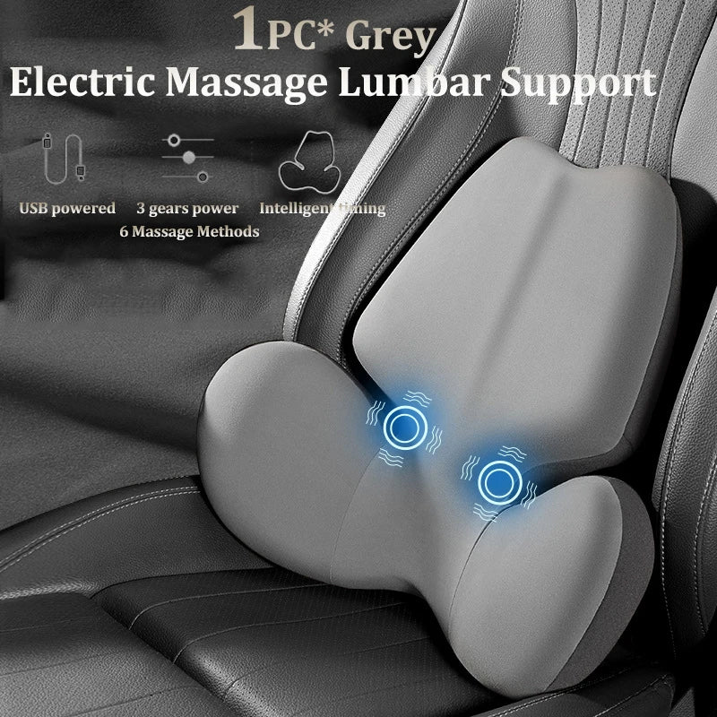 Coussin de dossier électrique pour siège de voiture, massage, sauna, soutien lombaire, vibration de la taille, oreiller cervical, accessoires intérieurs