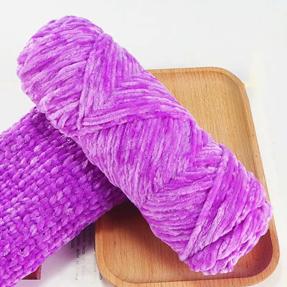 Fil de velours doux en Chenille, mélange de laine tricotée au Crochet, écharpe faite à la main, manteau, couverture et chapeau pour bébé, 95g