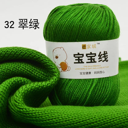Fil spécifique pour bébé 50g, coton de lait protéiné en soie, fil de matériel de poupée de pull de chapeau tissé à la main, doux pour la peau avec une élasticité