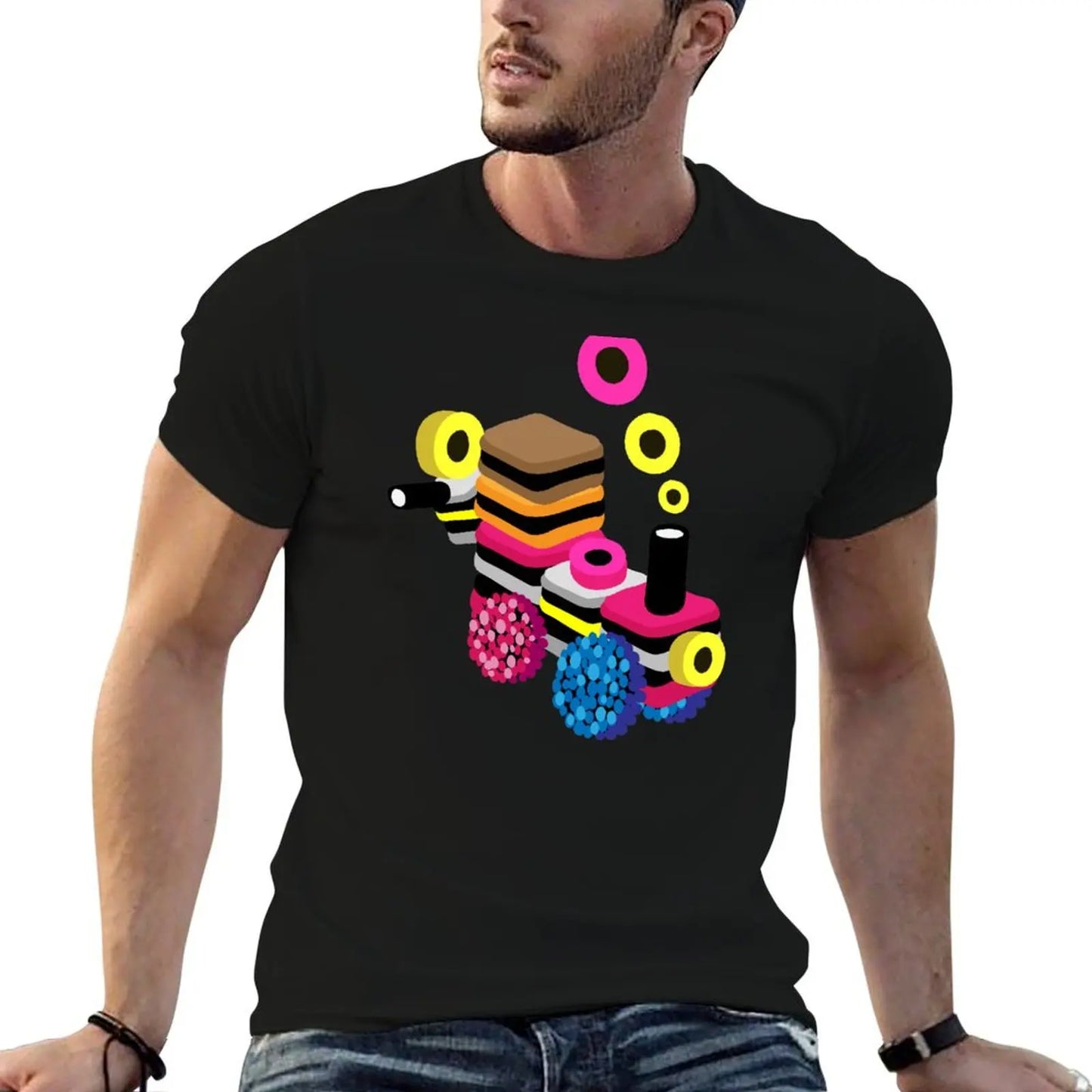 Chemises drôles T-Shirt en coton de qualité Allsorts homme Train réglisse chemises hautes