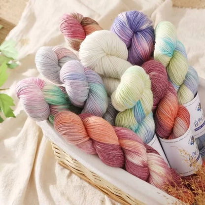 Rouleau de fil de laine mérinos, 100g/rouleau, teint à la main, doux, pour pull, écharpe, chapeau, tissé, fil arc-en-ciel pour bébé, 270M, 1 pièce