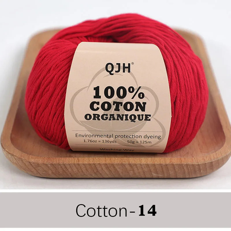 QJH 100% fil de coton, fil de poids de Sport pour bébé en coton, fil Amigurumi, fil doux d'été, fil au Crochet/à tricoter-6 pièces