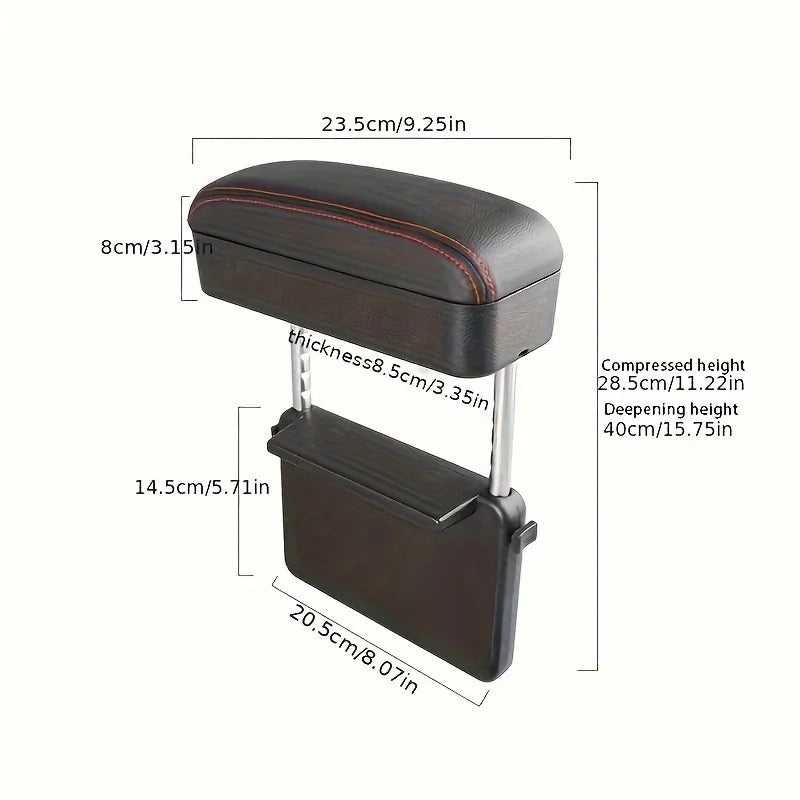 Boîte d'accoudoir de voiture universelle, Support de coude, Console centrale réglable, accessoires de voiture, organisateur d'espace de siège en cuir