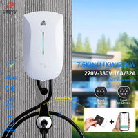 GWUYU Wallbox EV chargeur Type2 32A 7KW 16A 11KW 32A 22KW Station de recharge de véhicule électrique triphasé 5m câble prise en charge du contrôle par application