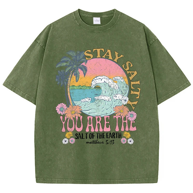 Restez salé vous êtes le sel de la terre femme T-Shirt rue respirant T-Shirts col rond Cool manches courtes Simple T-Shirt ample