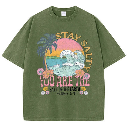 Restez salé vous êtes le sel de la terre femme T-Shirt rue respirant T-Shirts col rond Cool manches courtes Simple T-Shirt ample