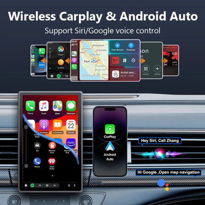 Écran de voiture rotatif Portable universel de 8 pouces, sans fil, Carplay, Android Auto et WIFI, lien miroir, caméra arrière de stationnement, stéréo AUX
