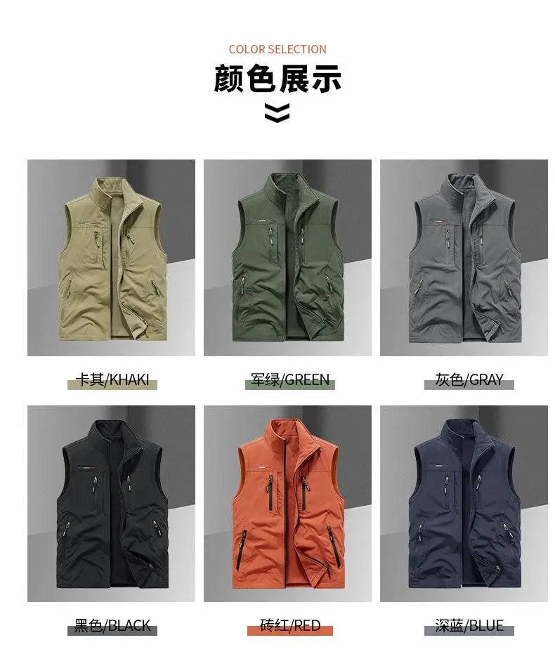 Gilet en polaire d'extérieur pour hommes, pull en polaire brossé, veste épaisse, vêtements Double face, automne et hiver 2025