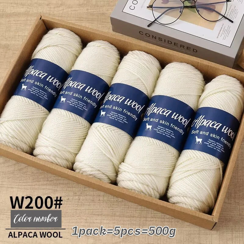 Fil de laine d'alpaga 500g, fil grossier, tissé à la main pour fabriquer des pulls chauds et à la mode, coupe-vent, vestes, foulards, chapeaux, fils