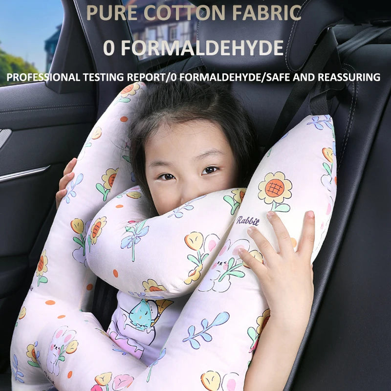 Cute Animal Pattern Kid Neck Head Support, U-Shape Children Travel Pillow Cushion for Car Seat, Safety Neck Pillow for Kids