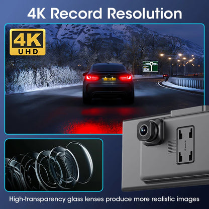 Develuck nouveau 11.26 pouces 4K DVR sans fil CarPlay et Android Auto Portable Dash Cam écran de voiture enregistreur vidéo 5G WIFI Navigation