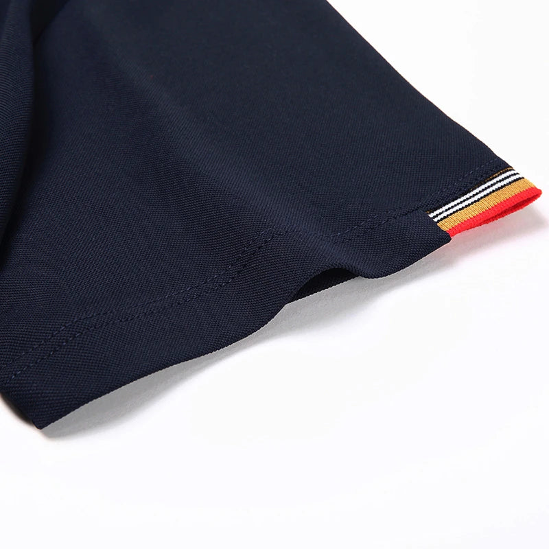 T-shirt à Manches Courtes pour Homme, Col Rond, Solide, avec Poignets Brodés, à la Mode, Confortable, Respirant et artificiel astique