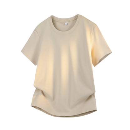 Silk-Matte Cotton Men's ort-Sve T-irt Busin Simple Summer Thin Ice Silk Loose Youth round Ne Trendy Versatile Top