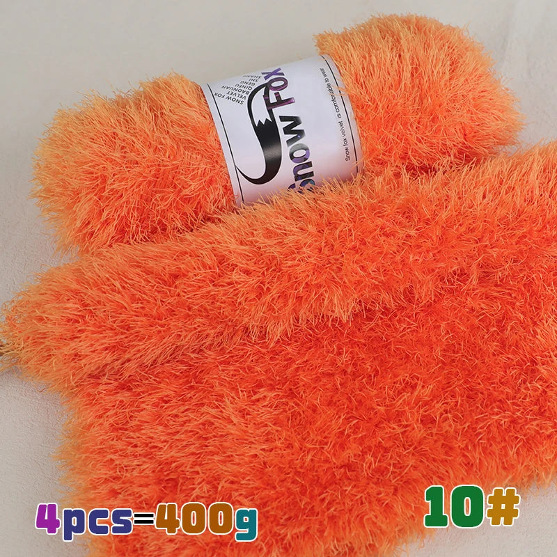 Fil de fausse fourrure 400g, fil de plumes, fil de cils, fil épais pour tricoter à la main, adapté au tricot de grands manteaux, pyjamas, foulards, chapeaux, châles, gilets