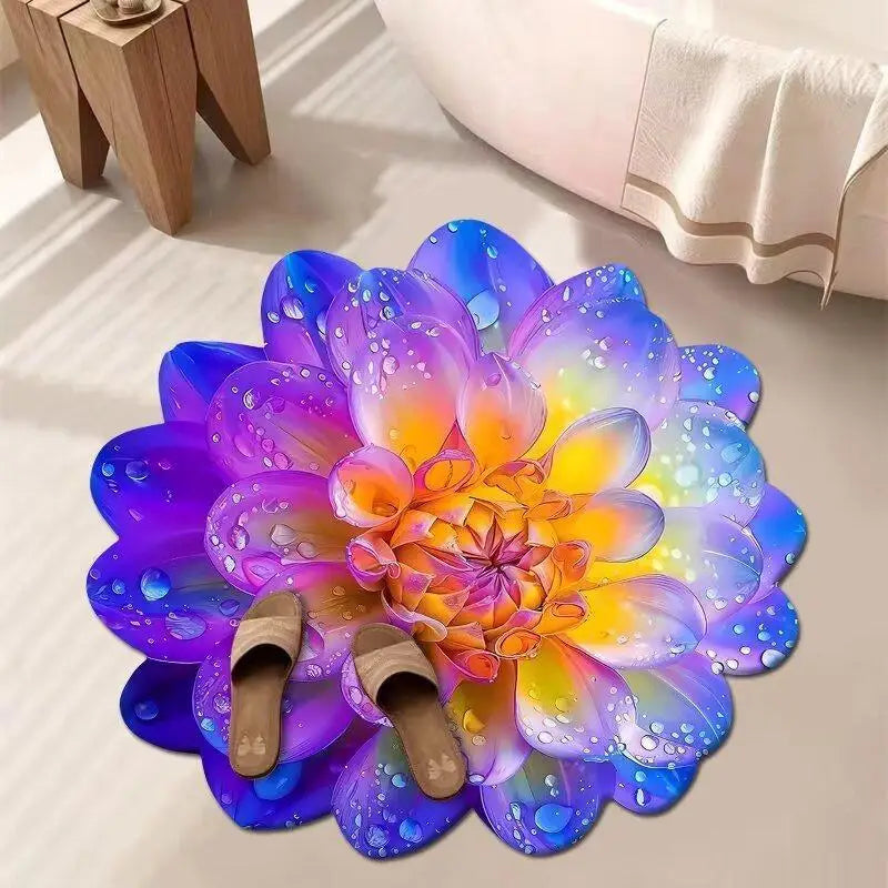 Tapis de sol en forme de fleur, tapis de sol en forme de pivoine souple, durable, 40x40cm/60x60cm, antidérapant, absorbant, pour salle de bain, salon
