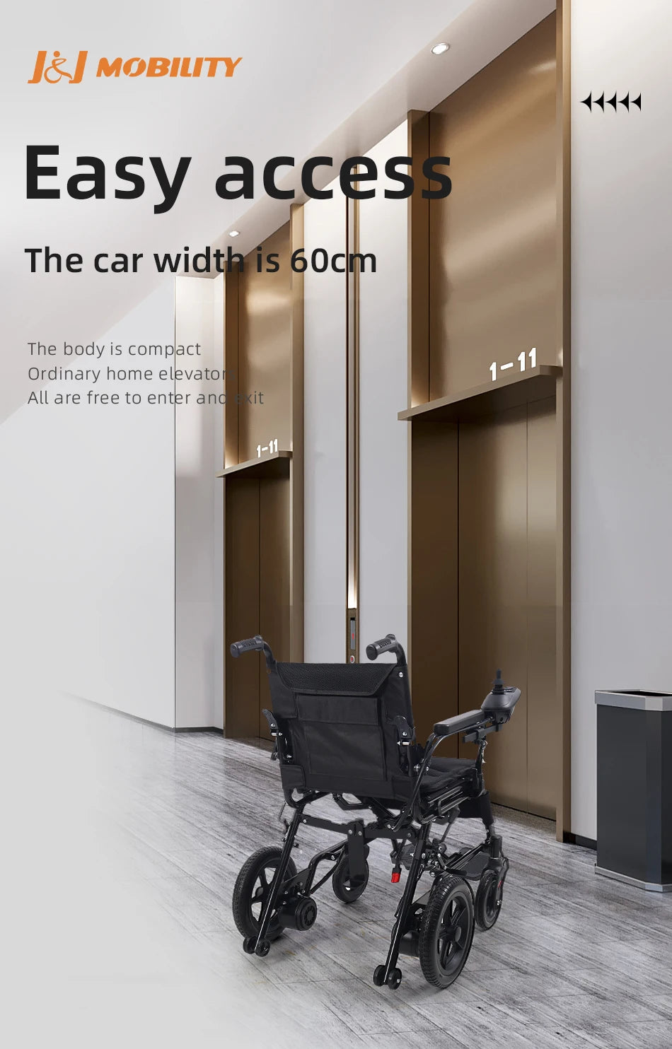 Fauteuil roulant électrique pliable en acier au carbone pour la rééducation, facile à utiliser
