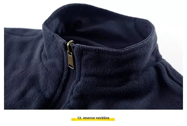 Gilet de sport d'extérieur en polaire épaisse pour homme, réversible, décontracté, coupe ample, fermeture éclair, couleur unie, automne-hiver