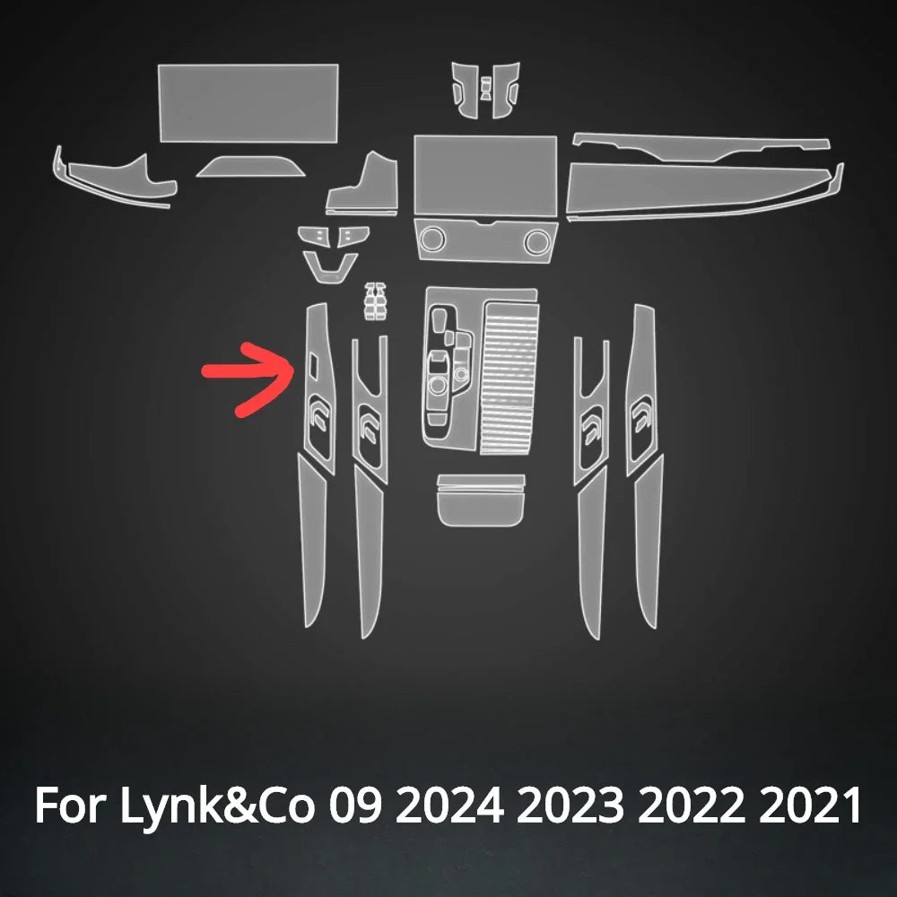 Autocollant de protection pour panneau d'engrenage en TPU transparent, accessoires d'intérieur de voiture pour Lynk & Co 09 2024 2023 2022