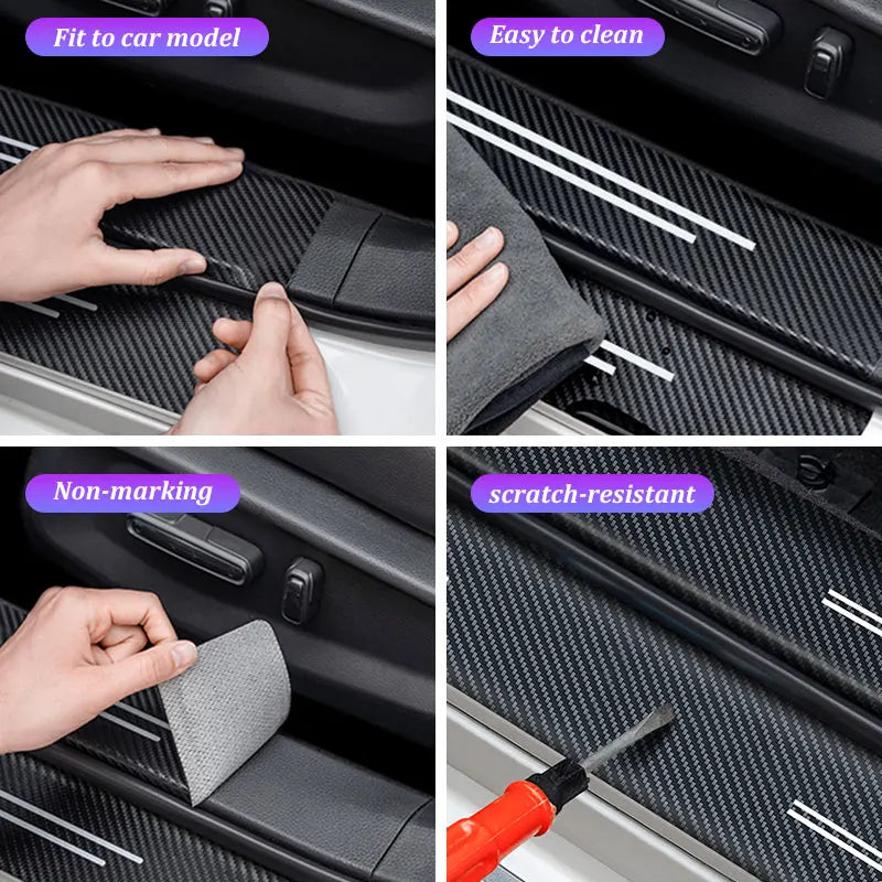 Autocollant de seuil de porte de voiture en Fiber de carbone, 4 pièces, pour Xpeng Xiao Peng G6 P5 P7 G9 X9 G3 P7i 2023 2024, autocollant de protection de seuil de porte de voiture