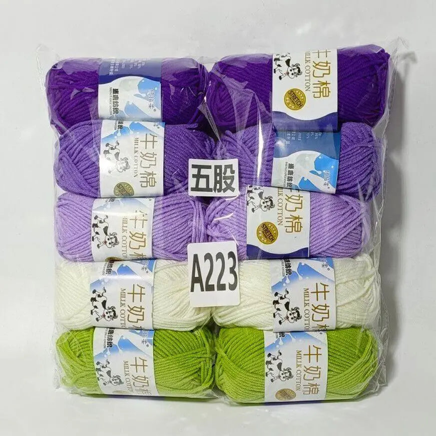 Fil de coton au lait de couleurs mélangées, 10 pièces, 500g, 5 plis, ensemble de fils au Crochet doux, fleurs tricotées à la main, fils peignés artisanaux au Crochet