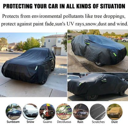 Qualité universelle SUV/berline couverture de voiture complète noir Durable extérieur imperméable soleil pluie neige Protection UV voiture fermeture éclair conception M-XXL