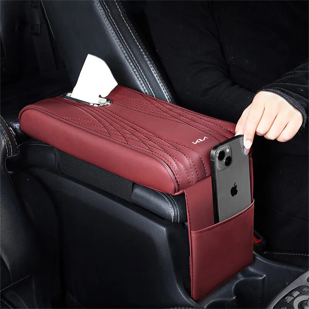 Housse de coussin de Protection pour accoudoir de voiture, 1 pièce, en cuir, pour Kia K1 K2 K3 K4 K5 K6 K7 K9 Stonic Stinger Venga Carens