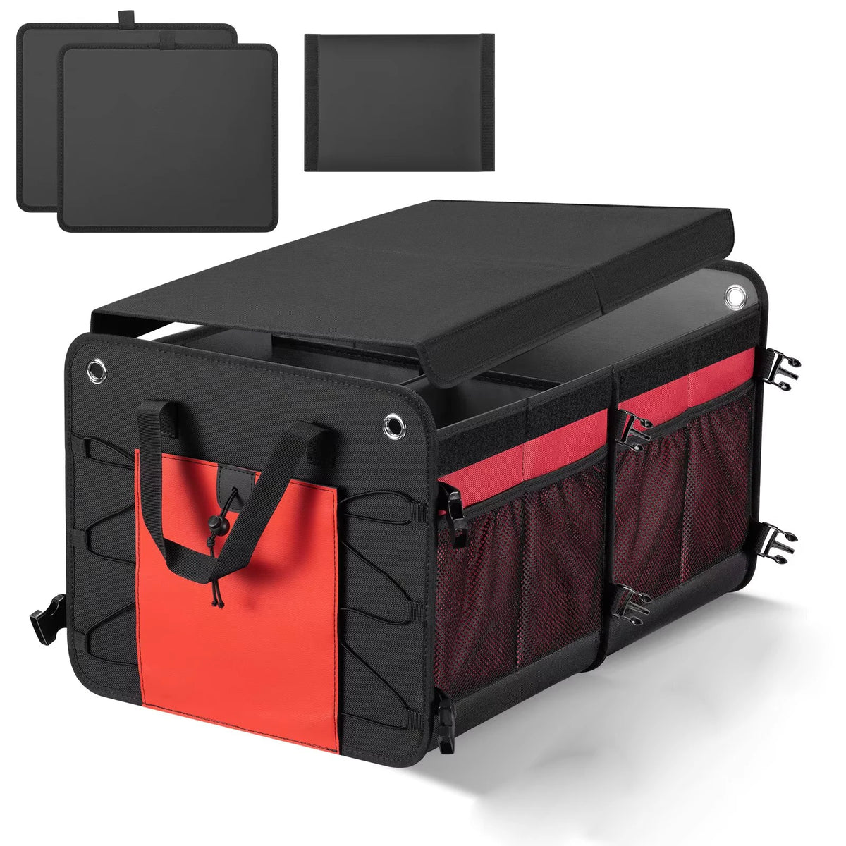 Organisateur de coffre SUV, organisateur de voiture, boîte de rangement pliable multi-compartiments pour accessoires de voiture pour femmes et hommes, fond antidérapant