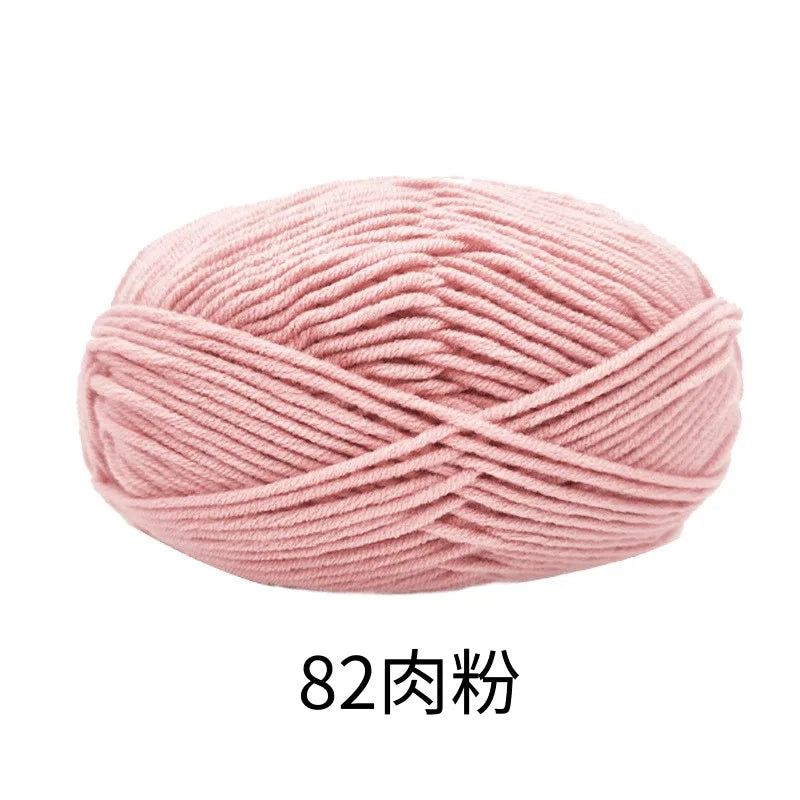 40-50 جم/المجموعة خيوط قطنية حليبية 4 طبقات (80%) للحياكة، صبغة لانا لعمل الكروشيه اليدوي، سترة قبعة دمى بسعر منخفض