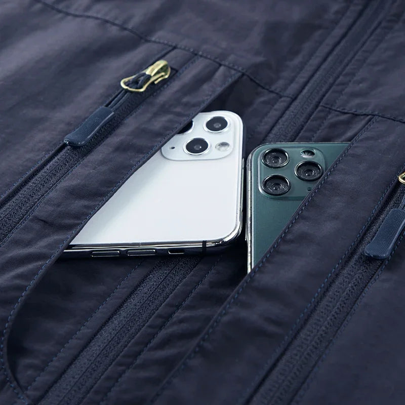 Grande taille hommes été en plein air randonnée gilet tactique multi-poches léger coque souple utilitaire voyage Safari Cargo gilet hommes