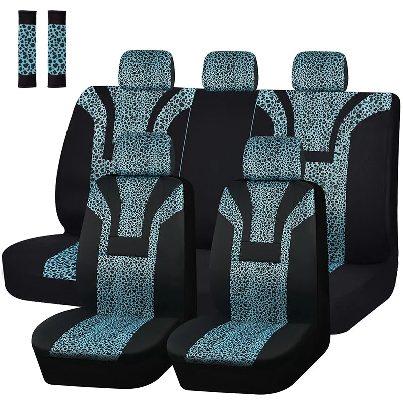 Housse de siège de voiture universelle en peluche courte imprimé léopard, housses de siège d'hiver adaptées à la plupart des voitures SUV camion fourgonne accessoires de voiture intérieur