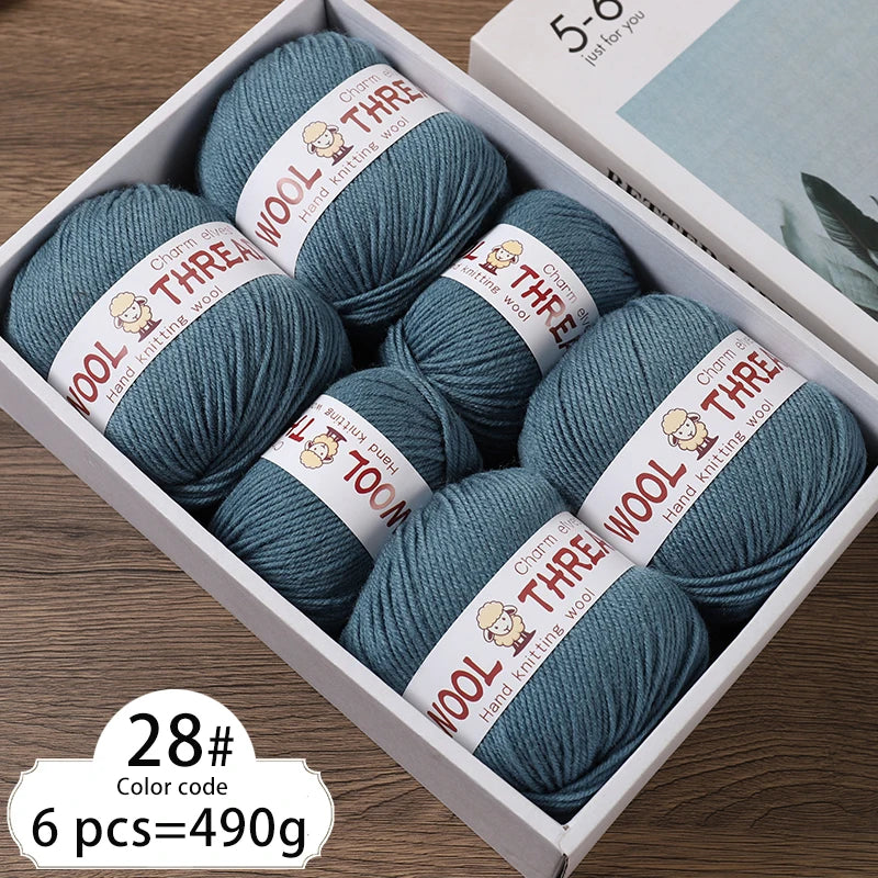 Fil de laine d'aldéhyde moyen, production de bricolage fin, tricoté à la main, pull chaud à la mode, écharpe et chapeau, boule de fil, 500g