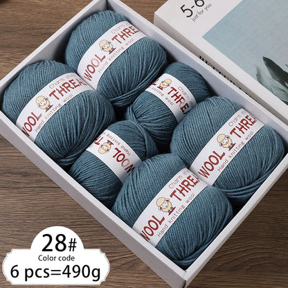 Fil de laine d'aldéhyde moyen, production de bricolage fin, tricoté à la main, pull chaud à la mode, écharpe et chapeau, boule de fil, 500g