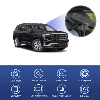 Caméra de tableau de bord Fitcamx 4K pour GMC Acadia 2024 – 2026, DVR de voiture avec WDR avancé, Super Vision nocturne, enregistreur de conduite pour la sécurité