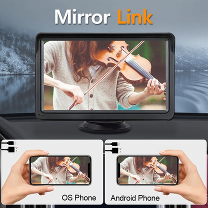 Hippcron-Lecteur vidéo de limitation d'autoradio, Carplay sans fil, Android Auto, écran tactile universel portable, 7 pouces