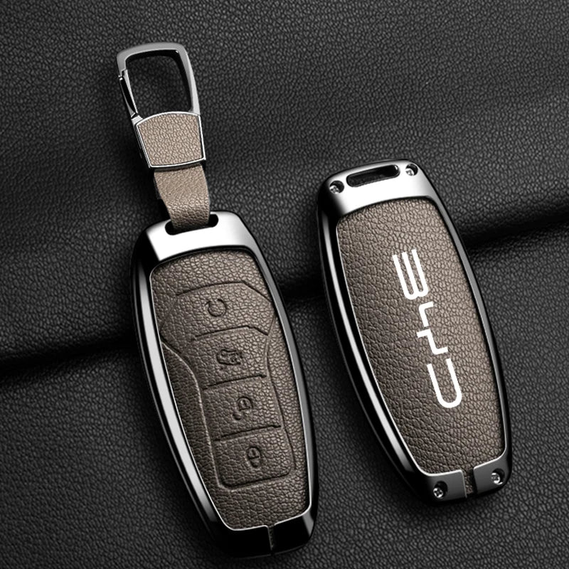 Nouveau Style en alliage peau de mouton voiture clé housse pour BYD chanson Pro Plus Max Dmi EV joint dauphin télécommande clé Auto accessoires