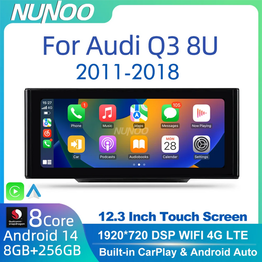 Android 14 sans fil CarPlay pour Audi Q3 8U 2011-2018 écran tactile Navigation WiFi DSP multimédia lecteur Radio accessoires