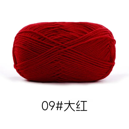 Pelote de Fil de Coton de Lait Peigné à 4 Brins, Laine Douce pour Crocheter et Tisser à la Main, 50g Chacun. 120M)
