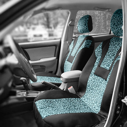 Housse de siège de voiture universelle en peluche courte imprimé léopard, housses de siège d'hiver adaptées à la plupart des voitures SUV camion fourgonne accessoires de voiture intérieur