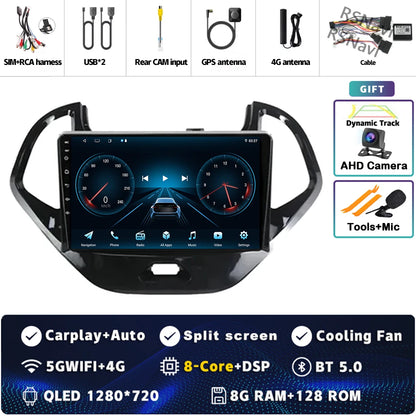 Android 15 Carplay Auto pour Ford Figo 2015 2016 2017 2018 autoradio 4G WIFI lecteur multimédia srereo Navigation vidéo 360 caméra